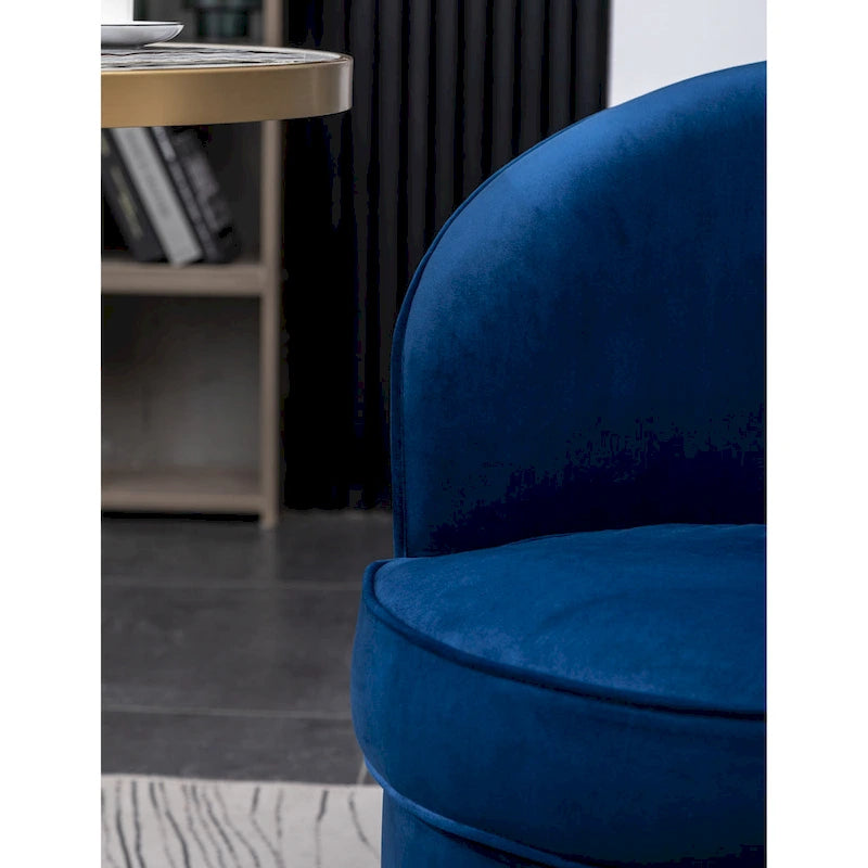 Poltrona girevole contemporanea in velluto Wania Roundhill Furniture, blu