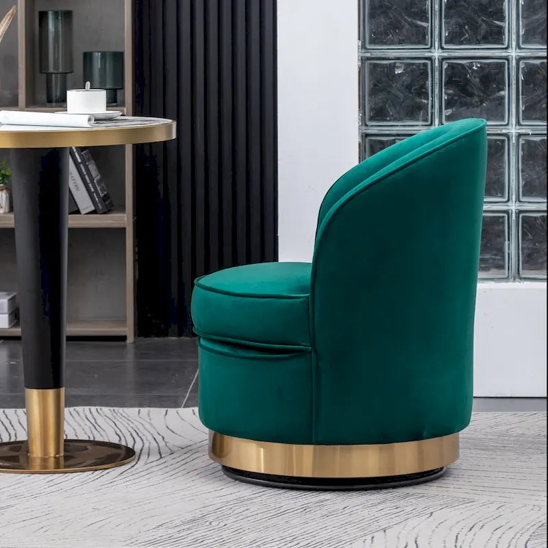Poltrona girevole contemporanea in velluto Wania Roundhill Furniture, blu