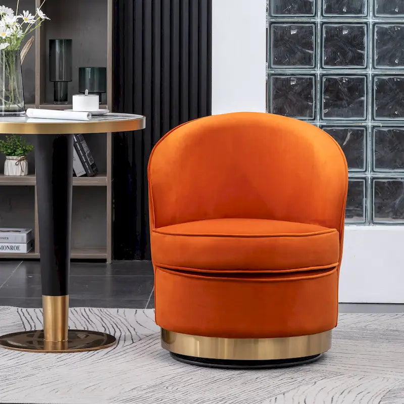Poltrona girevole contemporanea in velluto Wania Roundhill Furniture, blu