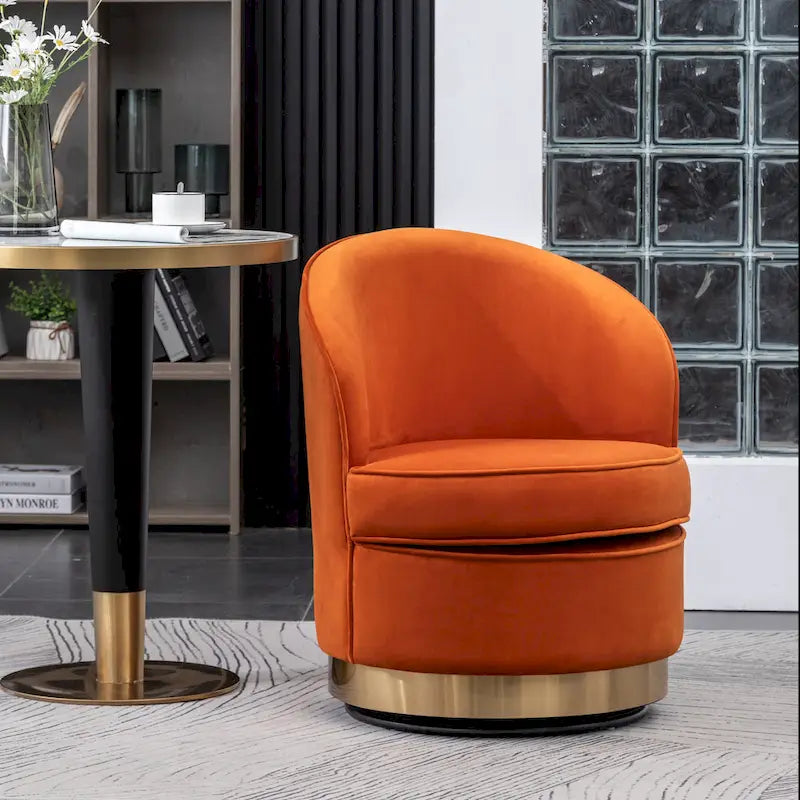 Poltrona girevole contemporanea in velluto Wania Roundhill Furniture, blu