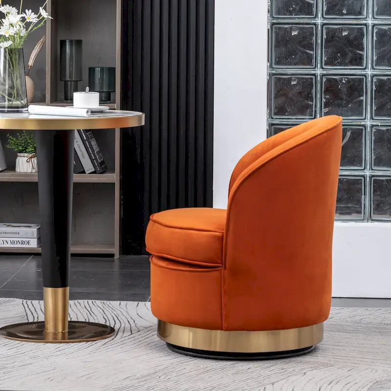 Poltrona girevole contemporanea in velluto Wania Roundhill Furniture, blu
