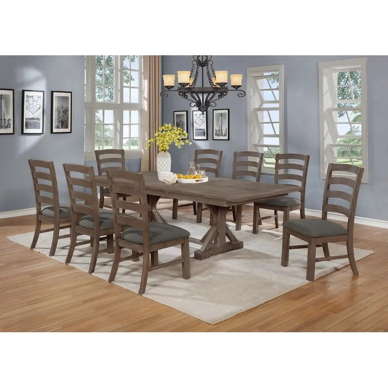 Set da pranzo rustico con cavalletto a 9 pezzi Best Quality Furniture