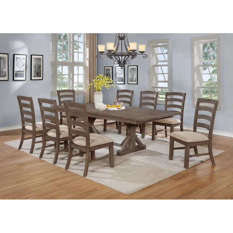Set da pranzo rustico con cavalletto a 9 pezzi Best Quality Furniture