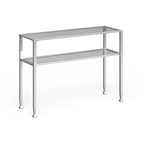Consolle SEI Furniture con ripiano e vetro temperato, finitura in metallo oro opaco