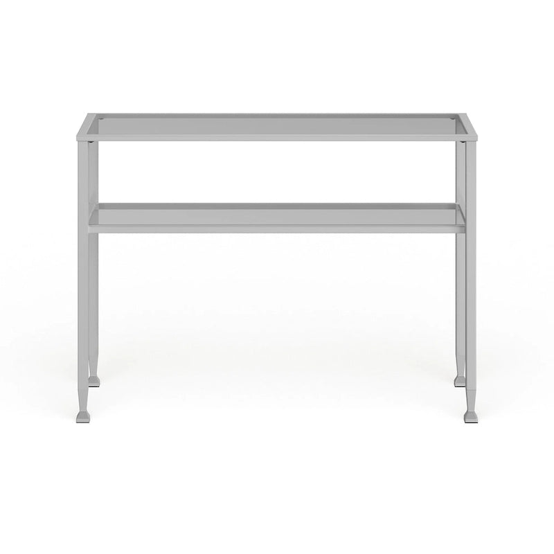 Consolle SEI Furniture con ripiano e vetro temperato, finitura in metallo oro opaco