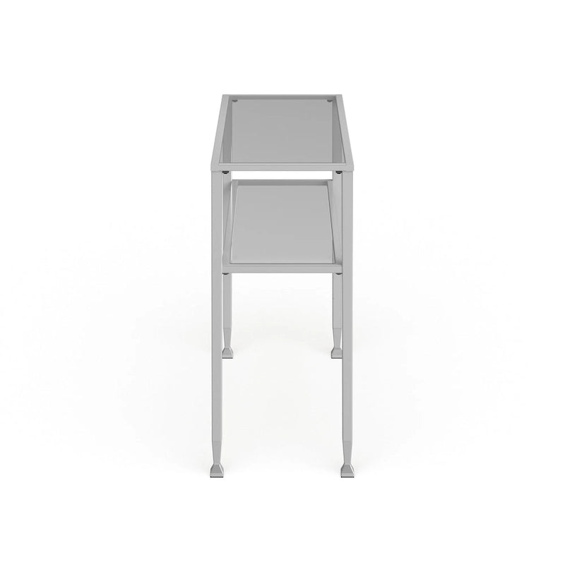 Consolle SEI Furniture con ripiano e vetro temperato, finitura in metallo oro opaco
