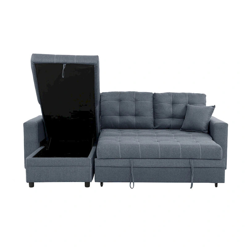 Divano letto sezionale convertibile reversibile Poundex con contenitore