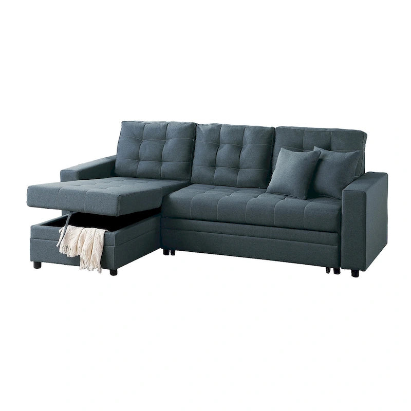 Divano letto sezionale convertibile reversibile Poundex con contenitore