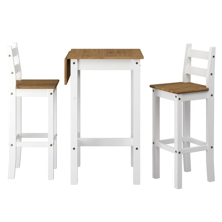 Set da pranzo alto in legno con tavolo pieghevole e 2 sedie Collezione Corona