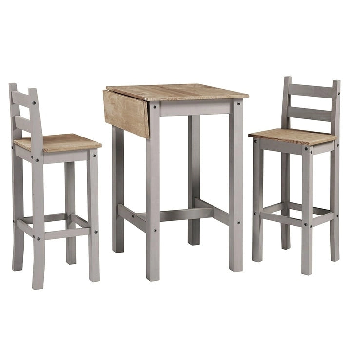 Set da pranzo alto in legno con tavolo pieghevole e 2 sedie Collezione Corona
