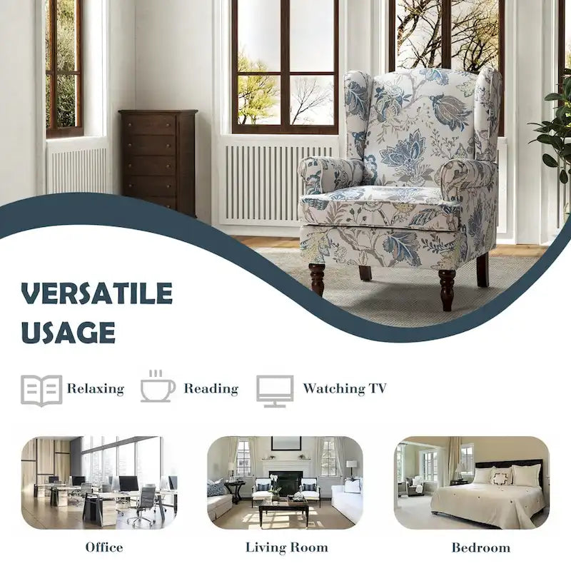 Poltrona d'accento tradizionale in tessuto Epimethis con gambe tornite, set da 2, di HULALA HOME