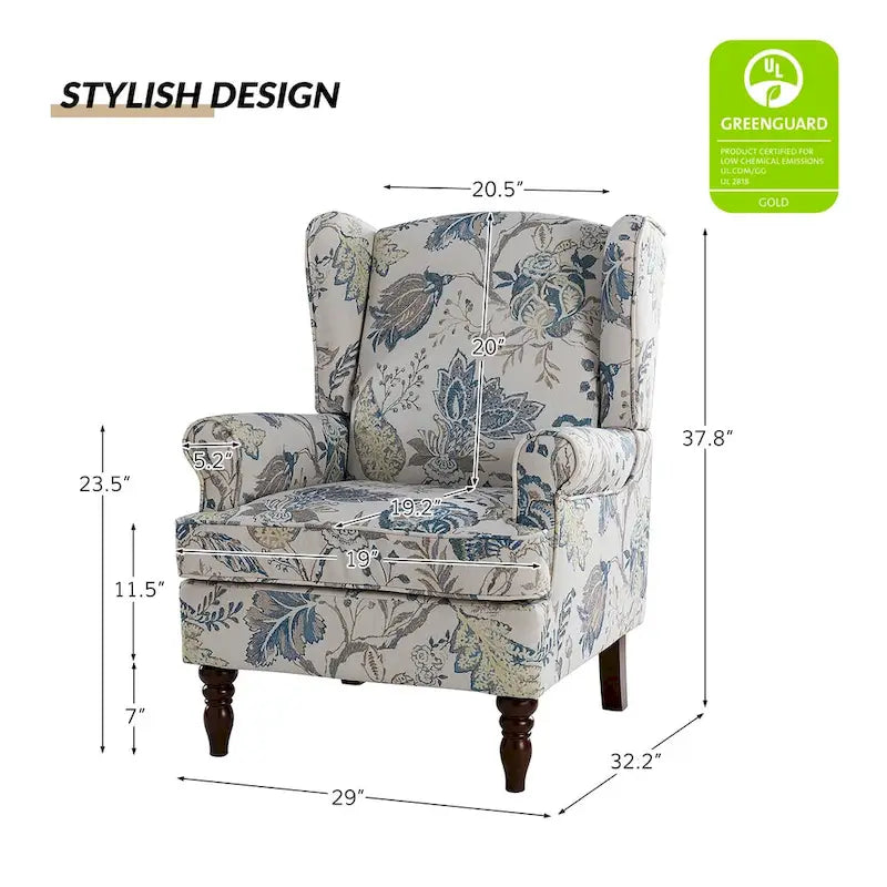 Poltrona d'accento tradizionale in tessuto Epimethis con gambe tornite, set da 2, di HULALA HOME