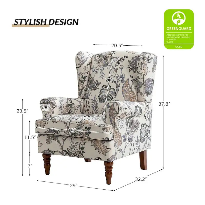 Poltrona d'accento tradizionale in tessuto Epimethis con gambe tornite, set da 2, di HULALA HOME