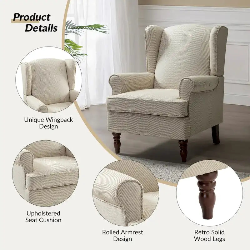 Poltrona d'accento tradizionale in tessuto Epimethis con gambe tornite, set da 2, di HULALA HOME