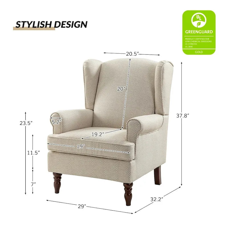 Poltrona d'accento tradizionale in tessuto Epimethis con gambe tornite, set da 2, di HULALA HOME