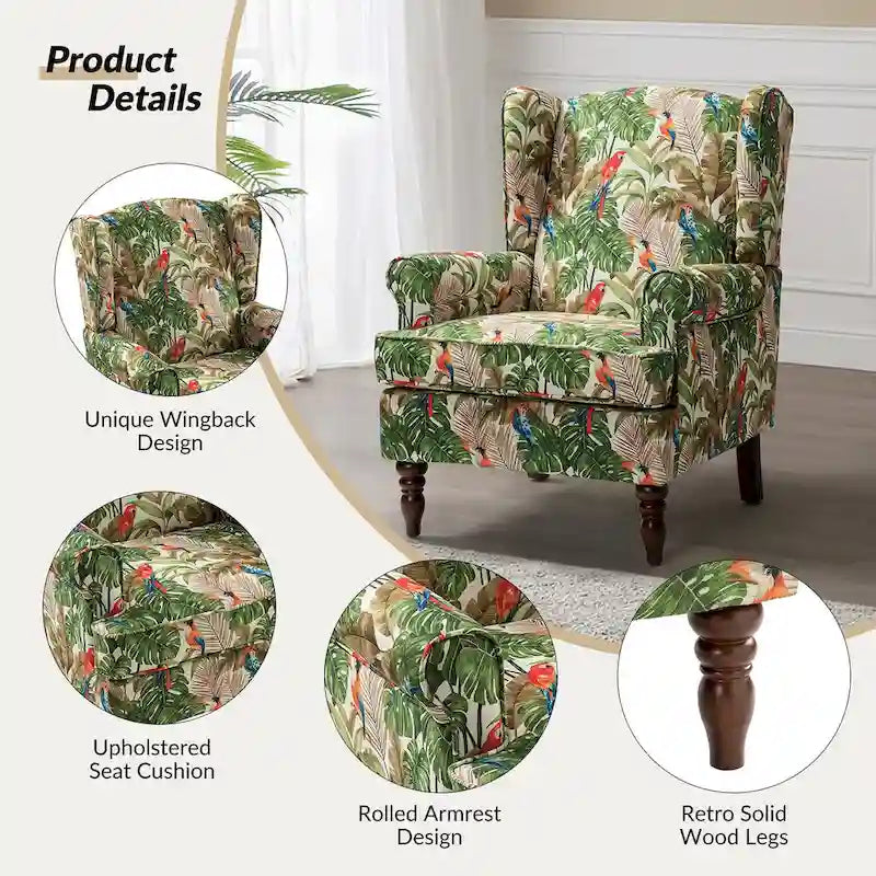 Poltrona d'accento tradizionale in tessuto Epimethis con gambe tornite, set da 2, di HULALA HOME