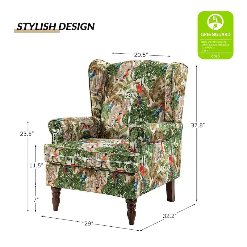 Poltrona d'accento tradizionale in tessuto Epimethis con gambe tornite, set da 2, di HULALA HOME