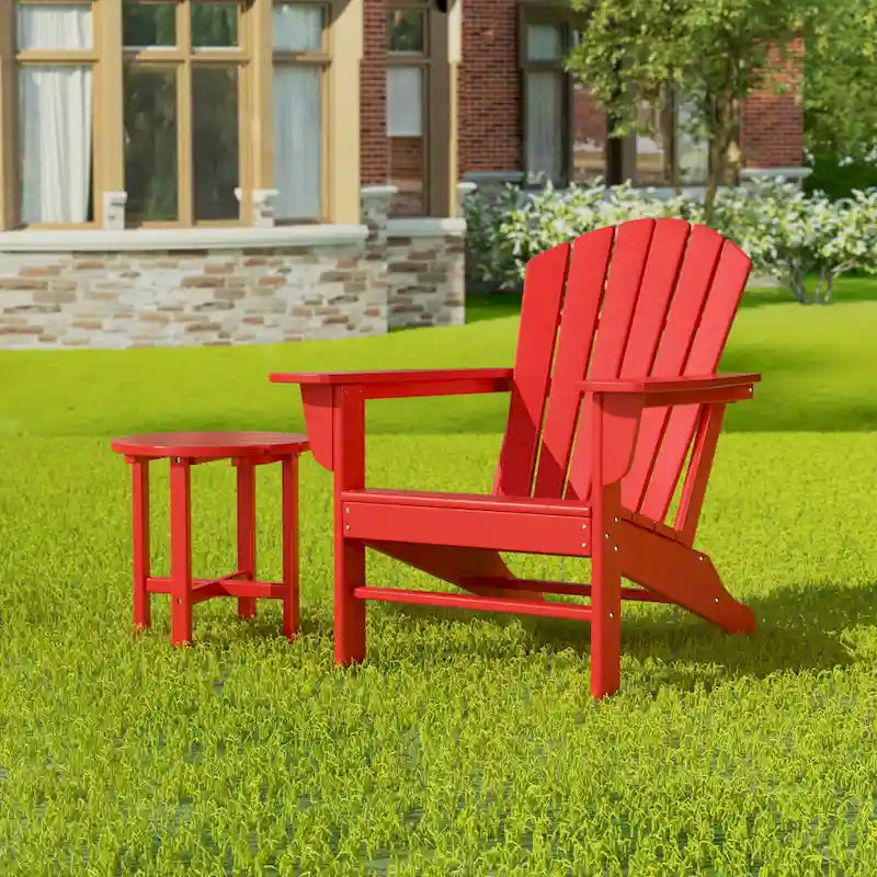 Polytrends Altura Sedia Adirondack da Esterni Ecologica per Tutte le Stagioni con Tavolino Laterale (Set da 2 Pezzi)