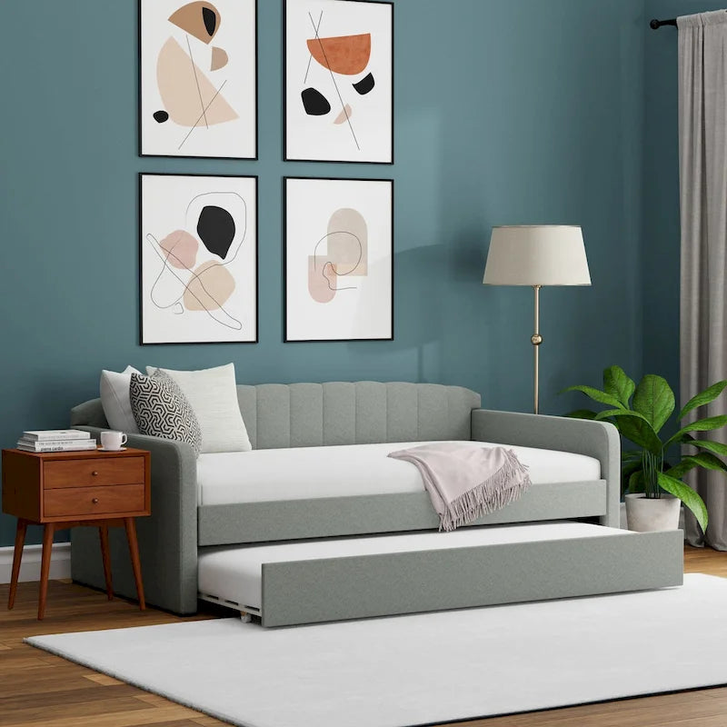 Divano-letto a giorno smerlato con letto estraibile