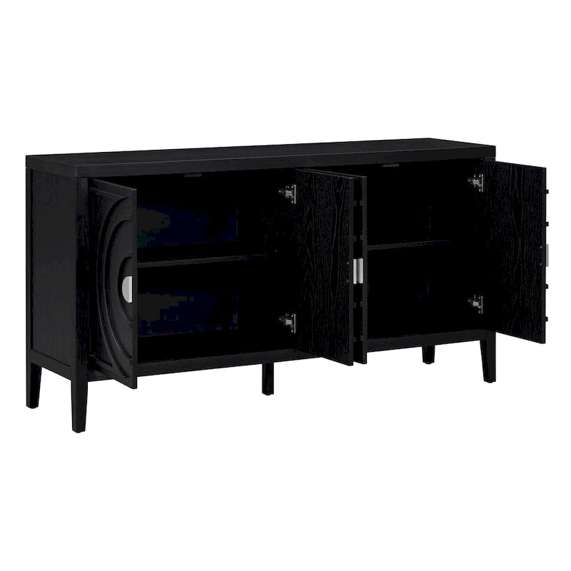 Credenza retrò con maniglia in metallo con scanalatura circolare