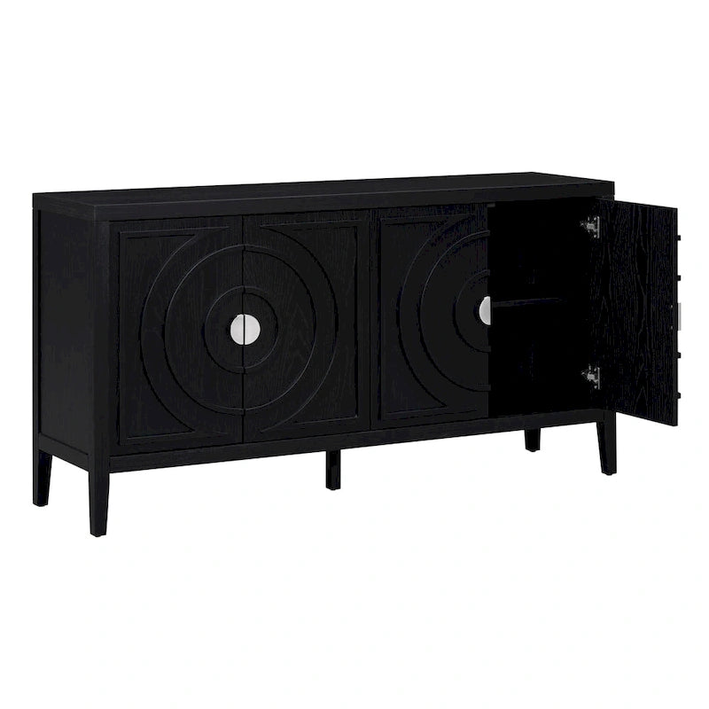 Credenza retrò con maniglia in metallo con scanalatura circolare