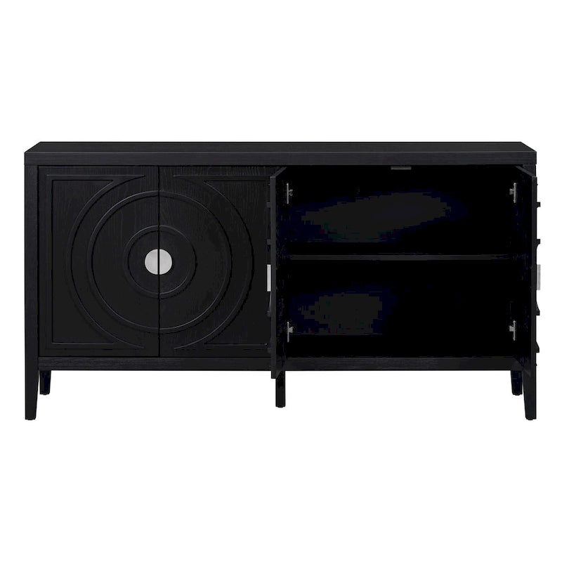 Credenza retrò con maniglia in metallo con scanalatura circolare