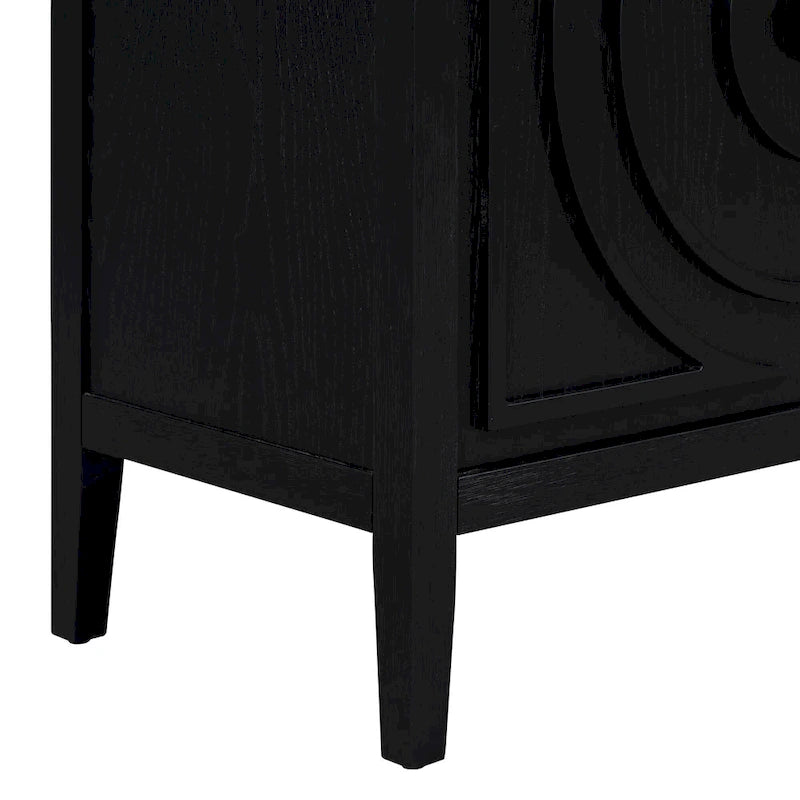Credenza retrò con maniglia in metallo con scanalatura circolare
