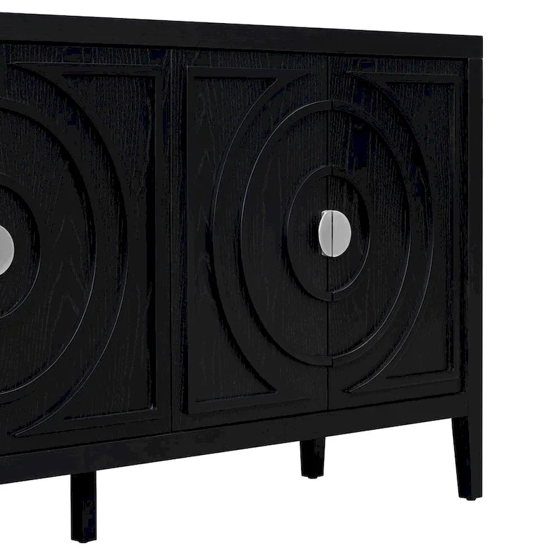 Credenza retrò con maniglia in metallo con scanalatura circolare