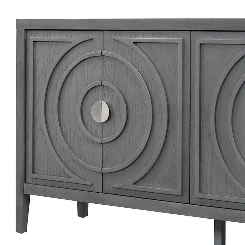 Credenza retrò con maniglia in metallo con scanalatura circolare