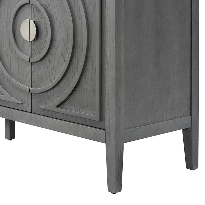 Credenza retrò con maniglia in metallo con scanalatura circolare