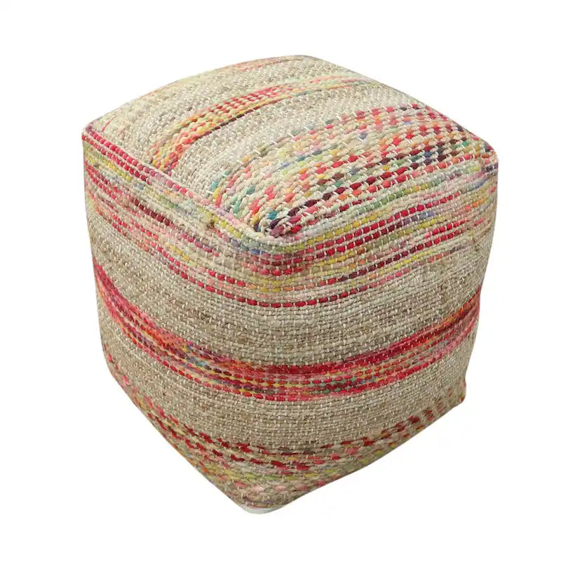 Pouf in Tessuto Bohemien Artigianale Caiman di Christopher Knight Home