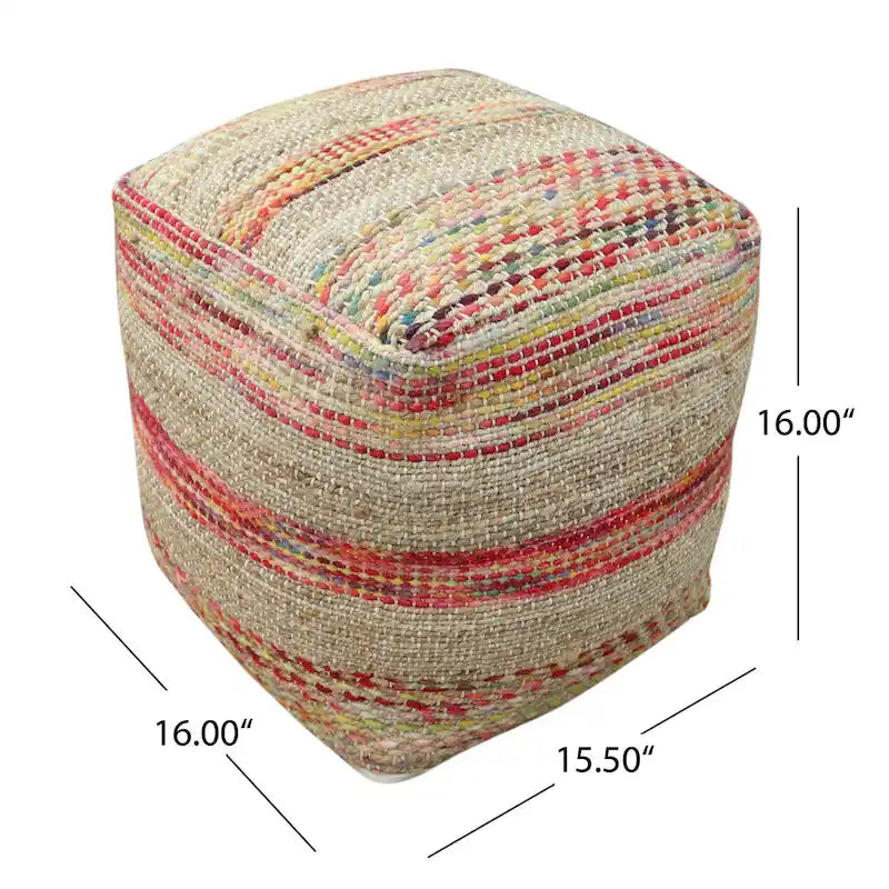 Pouf in Tessuto Bohemien Artigianale Caiman di Christopher Knight Home
