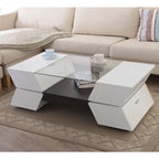 Tavolino da caffè Anjin Enzo contemporaneo con inserto in vetro da 47 pollici bicolore a 1 ripiano di Furniture of America