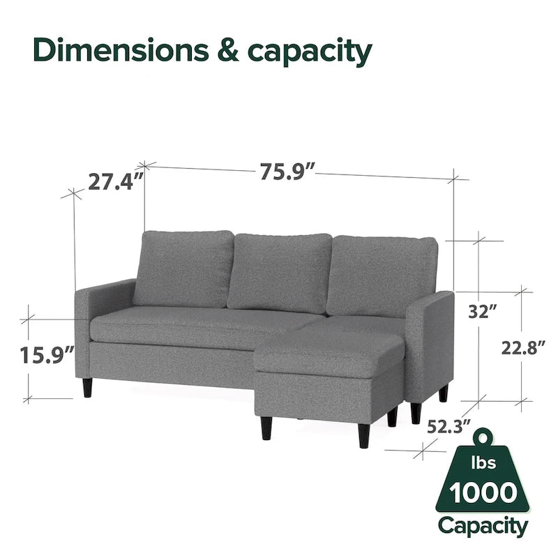 Divano sezionale convertibile Priage di ZINUS con chaise longue reversibile