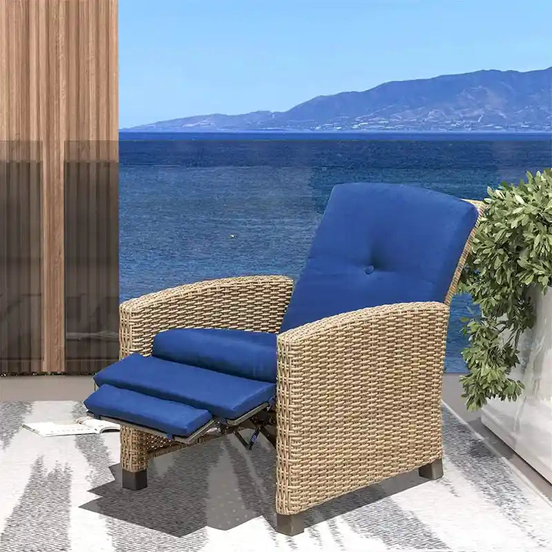 Sedia da giardino reclinabile in vimini per tutte le stagioni