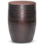 WYNDENHALL Jean Tavolino con accenti in metallo con motivo tribale, larghezza 15 e assemblato - 15w x 15d x 20h