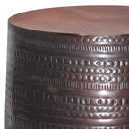 WYNDENHALL Jean Tavolino con accenti in metallo con motivo tribale, larghezza 15 e assemblato - 15w x 15d x 20h