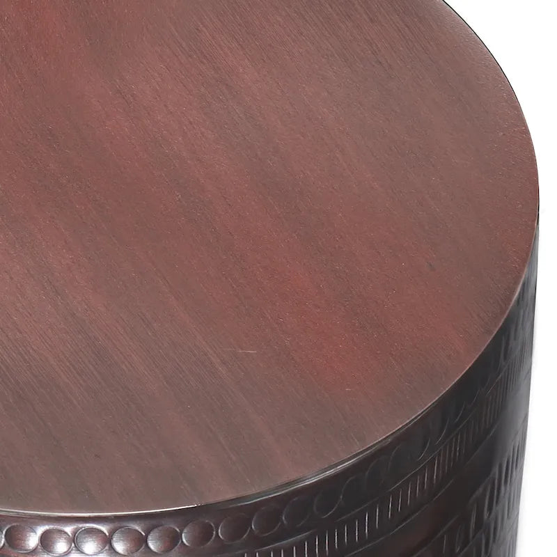 WYNDENHALL Jean Tavolino con accenti in metallo con motivo tribale, larghezza 15 e assemblato - 15w x 15d x 20h