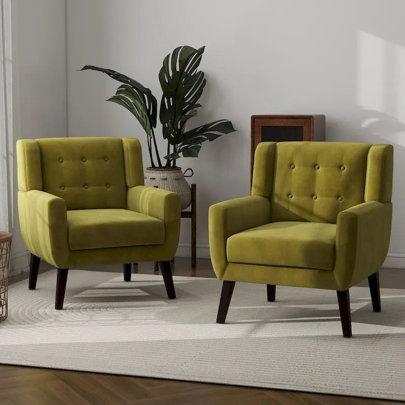 Set di 2 Poltrone Accent in Velluto per Soggiorno, Poltrona Imbottita