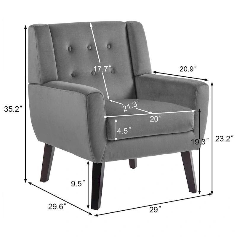 Set di 2 Poltrone Accent in Velluto per Soggiorno, Poltrona Imbottita