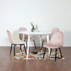 Set da pranzo contemporaneo 5 pezzi Roundhill Furniture Lassan, tavolo rotondo bianco e 4 sedie