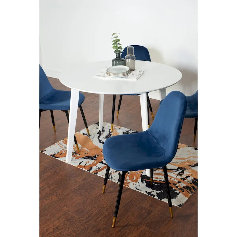 Set da pranzo contemporaneo 5 pezzi Roundhill Furniture Lassan, tavolo rotondo bianco e 4 sedie