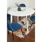 Set da pranzo contemporaneo 5 pezzi Roundhill Furniture Lassan, tavolo rotondo bianco e 4 sedie