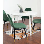 Set da pranzo contemporaneo 5 pezzi Roundhill Furniture Lassan, tavolo rotondo bianco e 4 sedie
