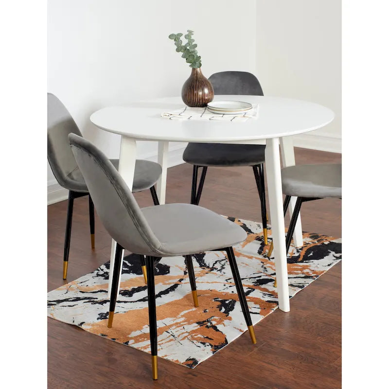 Set da pranzo contemporaneo 5 pezzi Roundhill Furniture Lassan, tavolo rotondo bianco e 4 sedie