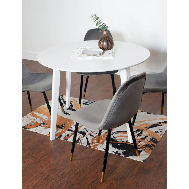 Set da pranzo contemporaneo 5 pezzi Roundhill Furniture Lassan, tavolo rotondo bianco e 4 sedie