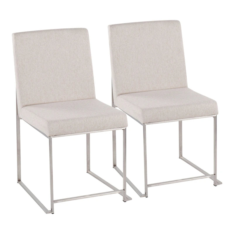 Sedia da pranzo Silver Orchid Forrest con schienale alto in acciaio inossidabile (Set di 2)
