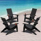 WINSOON All-Weather HIPS Outdoor Adirondack Chairs with Cup Holder (Set of 4)