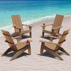 Sedie Adirondack da esterno WINSOON in HIPS per tutte le stagioni con portabicchieri (set da 4)