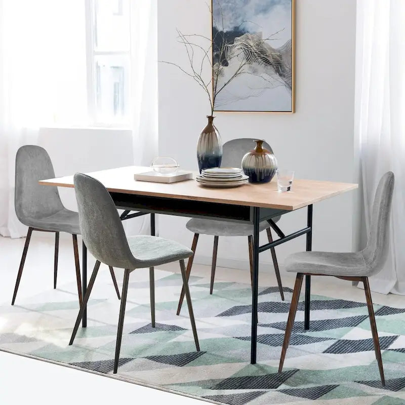 HomyLin Set di 4 Sedie da Sala da Pranzo Imbottite in Tessuto con Schienale Basso Senza Braccioli